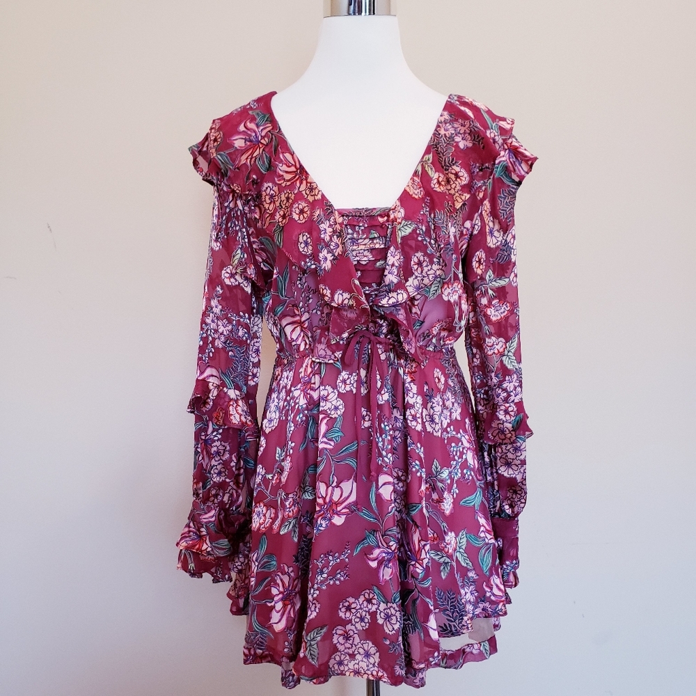FOR LOVE & LEMONS Flora Drawstring Mini Dress